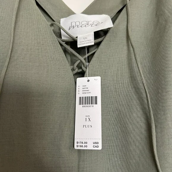 Anthropologie Mare Mare Bubble Sleeve Lace-Up Midi Dress Boho NWT (Size 1X) - Picture 6 of 8